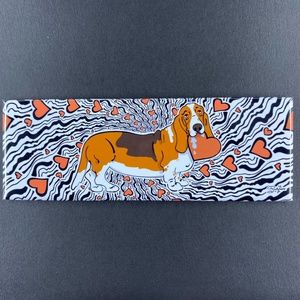 Basset Hound Dog Valentine's Day Magnet Handmade Holiday Pet Portrait Decor Gift